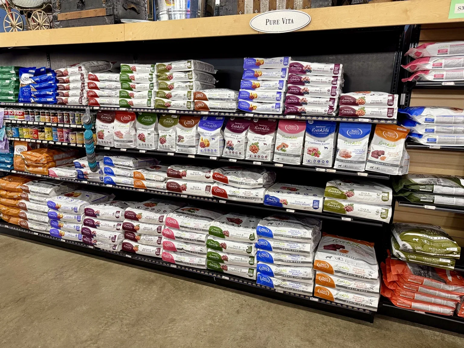 NutriSource and Pure Vita dog food aisle