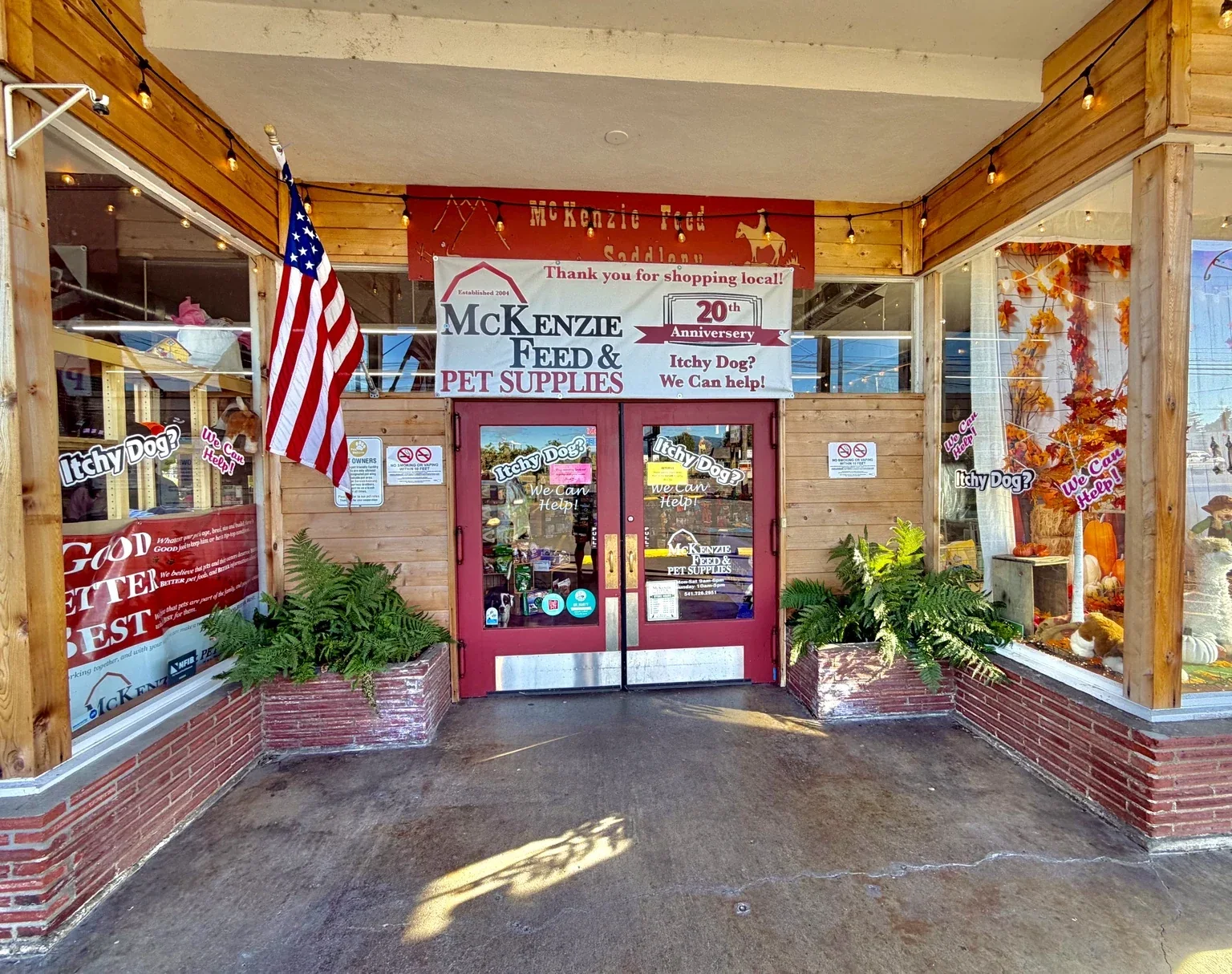 Front entrance of McKenzie Feed and Pet Supply